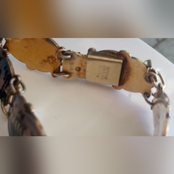 Guilloche Sterling Norway Scene Panel Links Ivar Holt 925 1950's Signed Bracelet - Picture 14 of 14